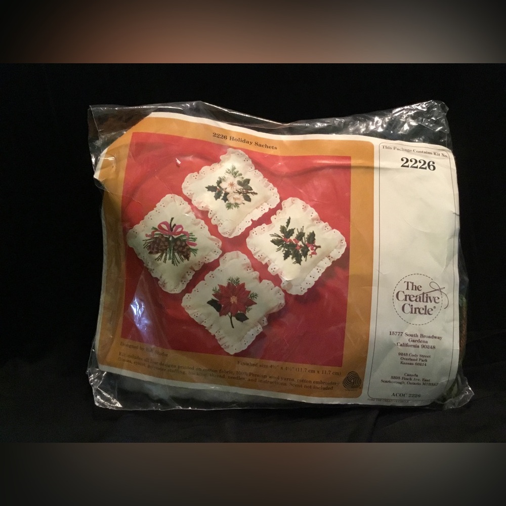 Vintage Holiday Embroidery Needlepoint Kit, Pillows, Sachets, Ornament Kit